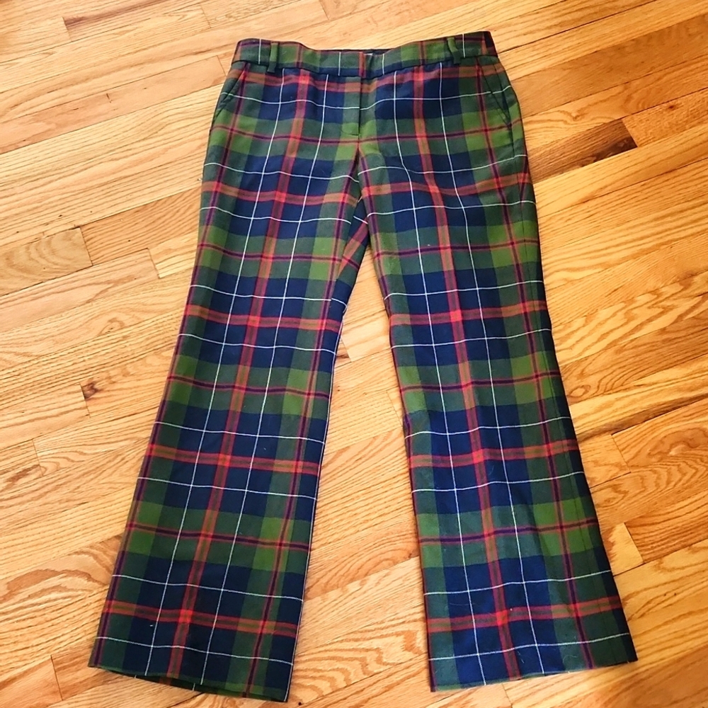 J. Crew 100% Wool fully lined plaid pants 8 low fit. AS IS. SEE DESCRIPTION